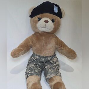 Vintage Plush Military Army Teddy Bear Camo Uniform Vintage 1989 Stuffed Animal
